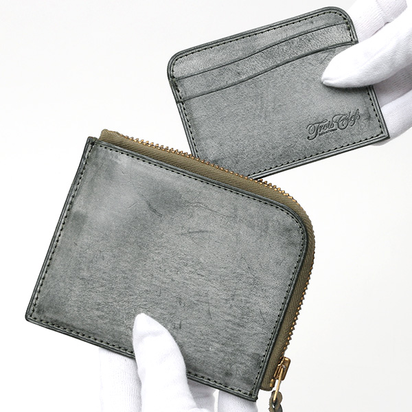  財布 ミニ 本革 レザー グリーン 緑色 サイフ 薄マチ メンズ 小銭入れ 二つ折り財布 コインケース トワクレ(Trois Clefs)