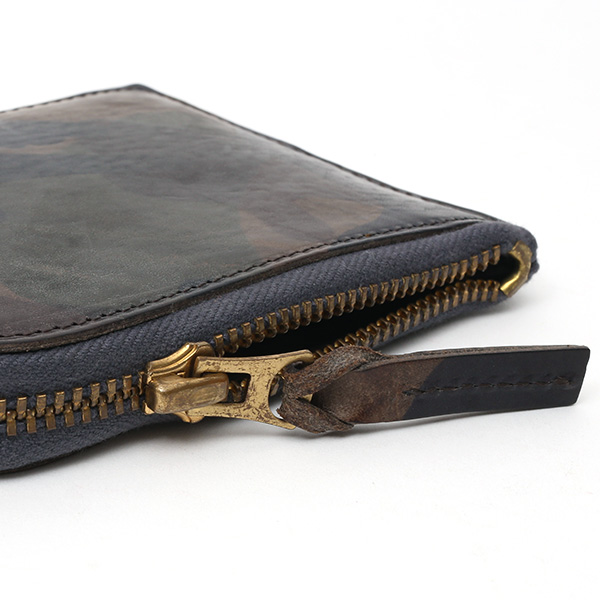  財布 ミニ 本革 レザー 迷彩柄 カモフラージュ グリーン 緑色 サイフ 薄マチ メンズ 小銭入れ 二つ折り財布 コインケース トワクレ(Trois Clefs)