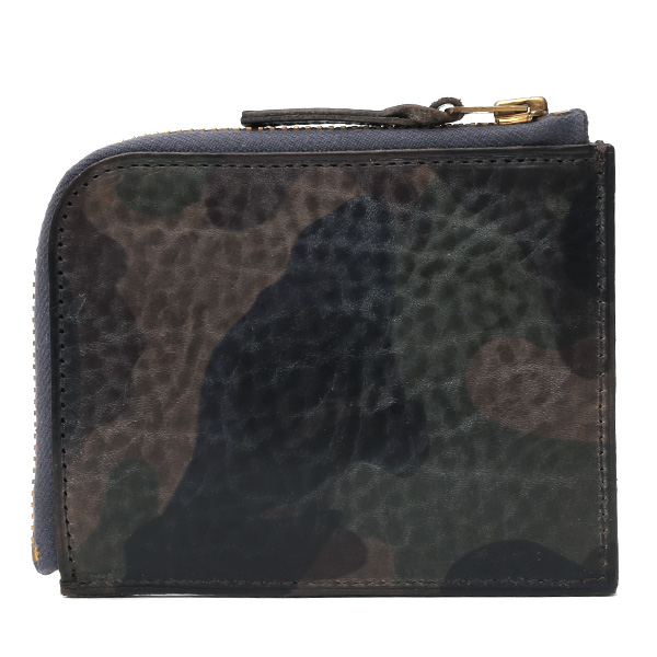  財布 ミニ 本革 レザー 迷彩柄 カモフラージュ グリーン 緑色 サイフ 薄マチ メンズ 小銭入れ 二つ折り財布 コインケース トワクレ(Trois Clefs)