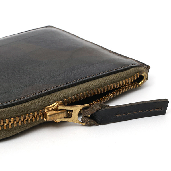  財布 ミニ 本革 レザー 迷彩柄 カモフラージュ グリーン 緑色 サイフ 薄マチ メンズ 小銭入れ 二つ折り財布 コインケース トワクレ(Trois Clefs)