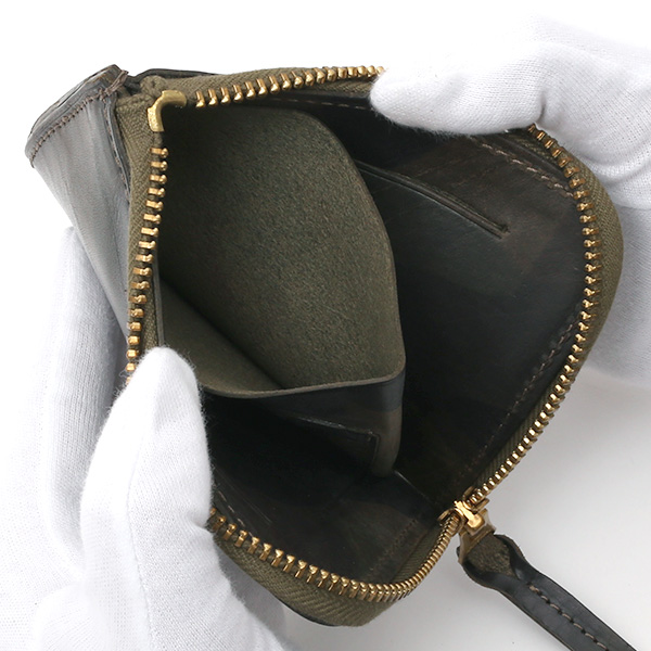  財布 ミニ 本革 レザー 迷彩柄 カモフラージュ グリーン 緑色 サイフ 薄マチ メンズ 小銭入れ 二つ折り財布 コインケース トワクレ(Trois Clefs)