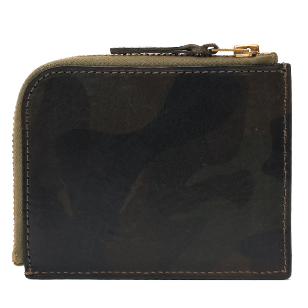  財布 ミニ 本革 レザー 迷彩柄 カモフラージュ グリーン 緑色 サイフ 薄マチ メンズ 小銭入れ 二つ折り財布 コインケース トワクレ(Trois Clefs)