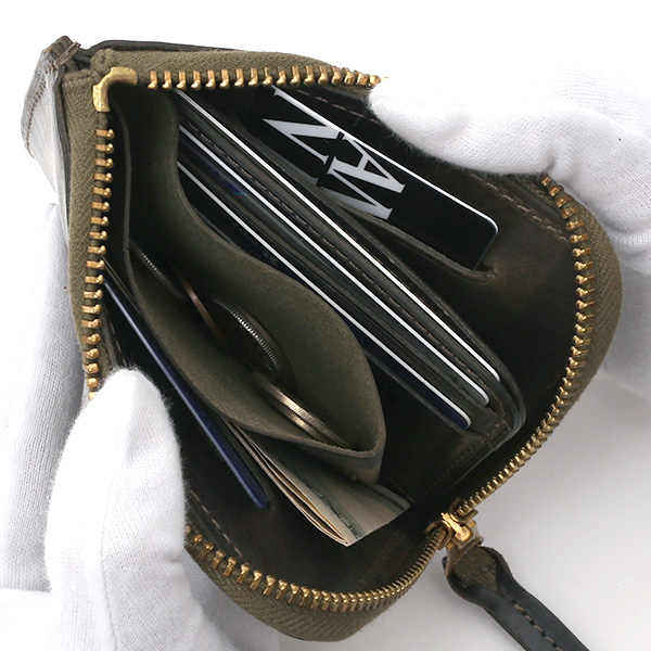  財布 ミニ 本革 レザー 迷彩柄 カモフラージュ グリーン 緑色 サイフ 薄マチ メンズ 小銭入れ 二つ折り財布 コインケース トワクレ(Trois Clefs)