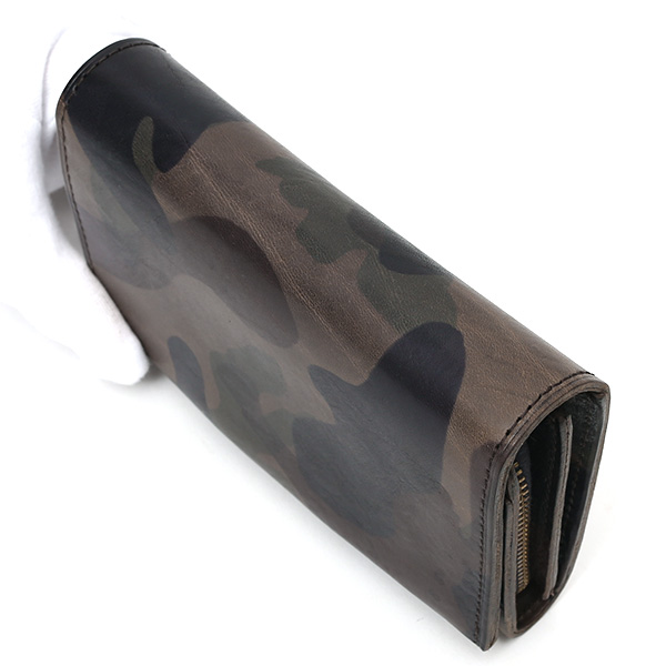  財布 迷彩柄 本革 レザー 迷彩柄 カモフラージュ グリーン 緑色 長財布 ミリタリー アメカジ サイフ カモフラージュ トワクレ(Trois Clefs)