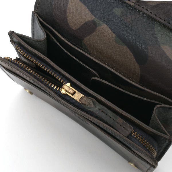  財布 迷彩柄 本革 レザー 迷彩柄 カモフラージュ グリーン 緑色 長財布 ミリタリー アメカジ サイフ カモフラージュ トワクレ(Trois Clefs)