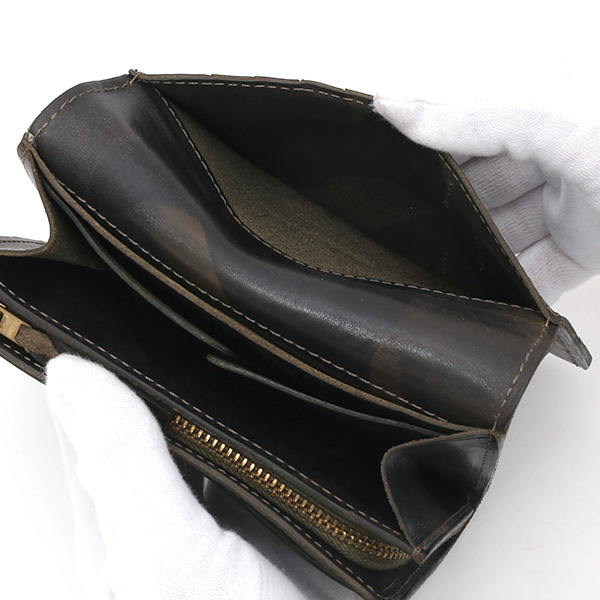  財布 迷彩柄 本革 レザー 迷彩柄 カモフラージュ グリーン 緑色 長財布 ミリタリー アメカジ サイフ カモフラージュ トワクレ(Trois Clefs)