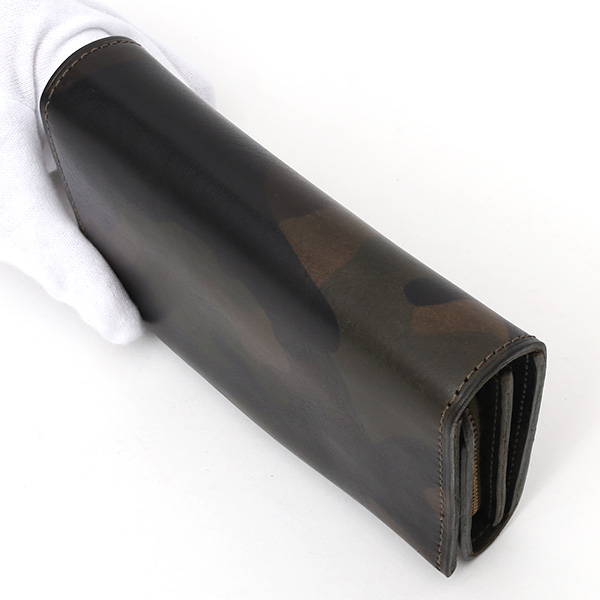  財布 迷彩柄 本革 レザー 迷彩柄 カモフラージュ グリーン 緑色 長財布 ミリタリー アメカジ サイフ カモフラージュ トワクレ(Trois Clefs)