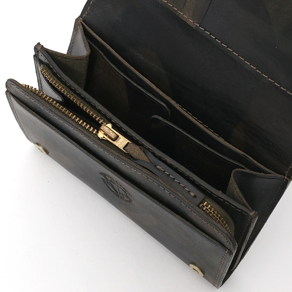  財布 迷彩柄 本革 レザー 迷彩柄 カモフラージュ グリーン 緑色 長財布 ミリタリー アメカジ サイフ カモフラージュ トワクレ(Trois Clefs)