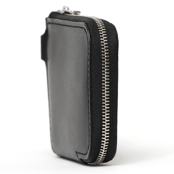  THE WONDER LUST(ワンダーラスト) 日本製 本革 ミニ財布 メンズ ブラック 黒 黒色 Dカン付き チェーン ネックストラップ 取り付け可能 コンパクト 小銭入れ あり プレゼント ブッテーロ レザー ウォレット 国産 ブランド 二つ折り L字ファスナー