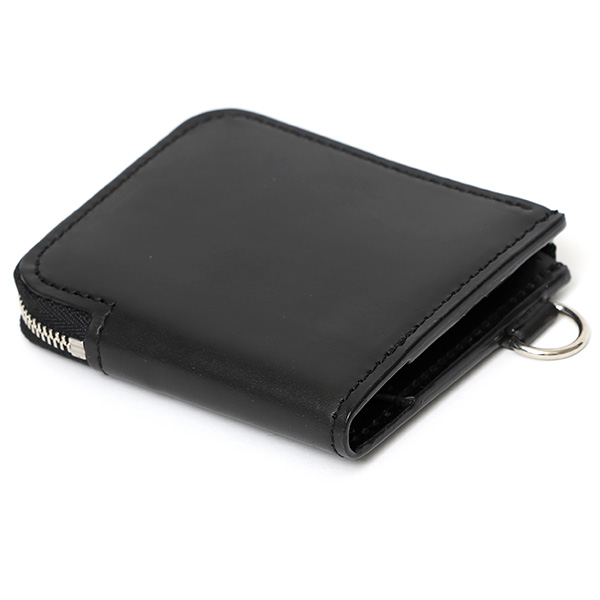  THE WONDER LUST(ワンダーラスト) 日本製 本革 ミニ財布 メンズ ブラック 黒 黒色 Dカン付き チェーン ネックストラップ 取り付け可能 コンパクト 小銭入れ あり プレゼント ブッテーロ レザー ウォレット 国産 ブランド 二つ折り L字ファスナー