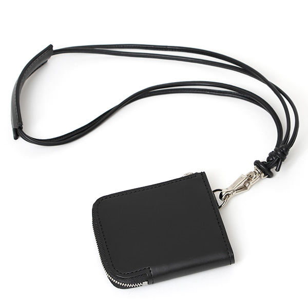  THE WONDER LUST(ワンダーラスト) 日本製 本革 ミニ財布 メンズ ブラック 黒 黒色 Dカン付き チェーン ネックストラップ 取り付け可能 コンパクト 小銭入れ あり プレゼント ブッテーロ レザー ウォレット 国産 ブランド 二つ折り L字ファスナー