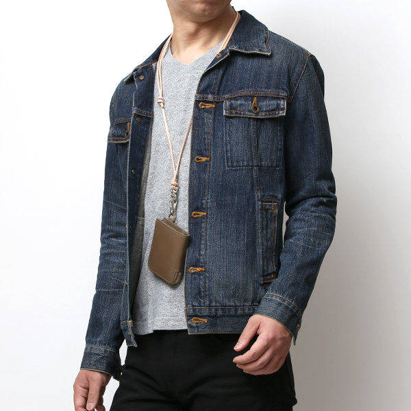  THE WONDER LUST(ワンダーラスト) 日本製 本革 ミニ財布 メンズ ベージュ 肌色 Dカン付き チェーン ネックストラップ 取り付け可能 コンパクト 小銭入れ あり プレゼント ブッテーロ レザー ウォレット 国産 ブランド 二つ折り L字ファスナー