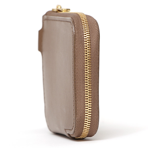  THE WONDER LUST(ワンダーラスト) 日本製 本革 ミニ財布 メンズ ベージュ 肌色 Dカン付き チェーン ネックストラップ 取り付け可能 コンパクト 小銭入れ あり プレゼント ブッテーロ レザー ウォレット 国産 ブランド 二つ折り L字ファスナー