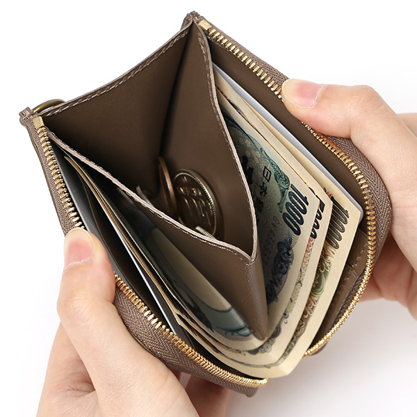  THE WONDER LUST(ワンダーラスト) 日本製 本革 ミニ財布 メンズ ベージュ 肌色 Dカン付き チェーン ネックストラップ 取り付け可能 コンパクト 小銭入れ あり プレゼント ブッテーロ レザー ウォレット 国産 ブランド 二つ折り L字ファスナー