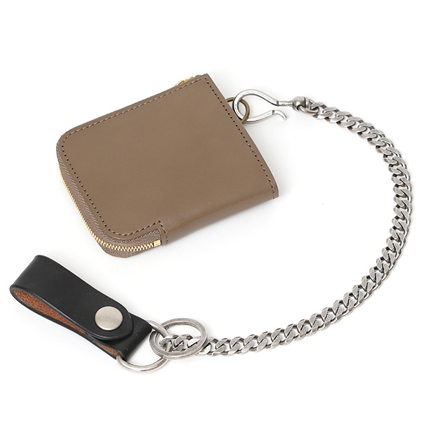  THE WONDER LUST(ワンダーラスト) 日本製 本革 ミニ財布 メンズ ベージュ 肌色 Dカン付き チェーン ネックストラップ 取り付け可能 コンパクト 小銭入れ あり プレゼント ブッテーロ レザー ウォレット 国産 ブランド 二つ折り L字ファスナー