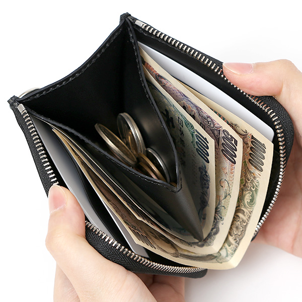  THE WONDER LUST(ワンダーラスト) 日本製 本革 スタッズ ミニ財布 メンズ ブラック 黒 黒色 Dカン付き チェーン ネックストラップ 可能 コンパクト 小銭入れ あり プレゼント ブッテーロ スタンダードリベット レザー ウォレット ブランド