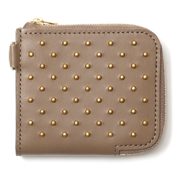  THE WONDER LUST(ワンダーラスト) 日本製 本革 スタッズ ミニ財布 メンズ ベージュ 肌色 Dカン付き チェーン ネックストラップ 可能 コンパクト 小銭入れ あり プレゼント ブッテーロ スタンダードリベット レザー ウォレット ブランド