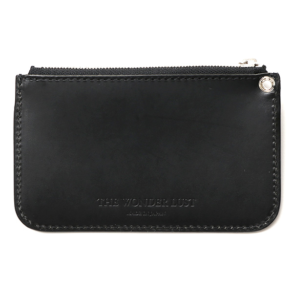  THE WONDER LUST(ワンダーラスト) 日本製 本革 ミニ財布 メンズ ブラック 黒 黒色 丸カン付き チェーン ネックストラップ 取り付け可能 コンパクト 小銭入れ あり プレゼント ブッテーロ レザー ウォレット 国産 ブランド