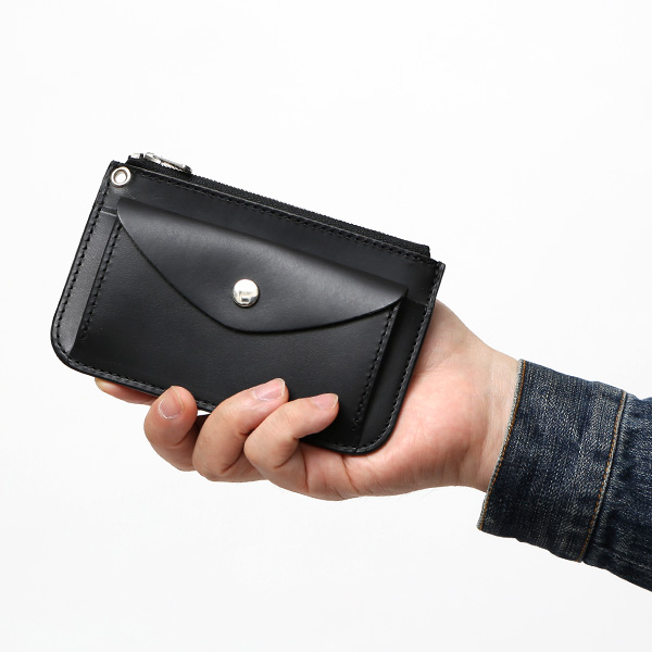  THE WONDER LUST(ワンダーラスト) 日本製 本革 ミニ財布 メンズ ブラック 黒 黒色 丸カン付き チェーン ネックストラップ 取り付け可能 コンパクト 小銭入れ あり プレゼント ブッテーロ レザー ウォレット 国産 ブランド