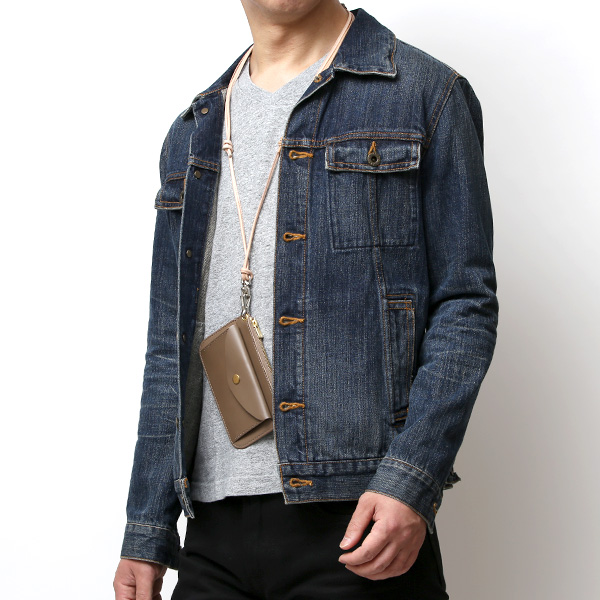  THE WONDER LUST(ワンダーラスト) 日本製 本革 ミニ財布 メンズ ベージュ 肌色 丸カン付き チェーン ネックストラップ 取り付け可能 コンパクト 小銭入れ あり プレゼント ブッテーロ レザー ウォレット 国産 ブランド