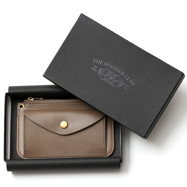  THE WONDER LUST(ワンダーラスト) 日本製 本革 ミニ財布 メンズ ベージュ 肌色 丸カン付き チェーン ネックストラップ 取り付け可能 コンパクト 小銭入れ あり プレゼント ブッテーロ レザー ウォレット 国産 ブランド