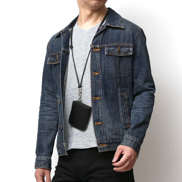  THE WONDER LUST(ワンダーラスト) 日本製 本革 ネックストラップ メンズ レディース ユニセックス ブラック 黒 黒色 ネックウォレット 国産 ブランド おしゃれ 高級 首 下げる 紐 レザー 革 皮 長さ調節