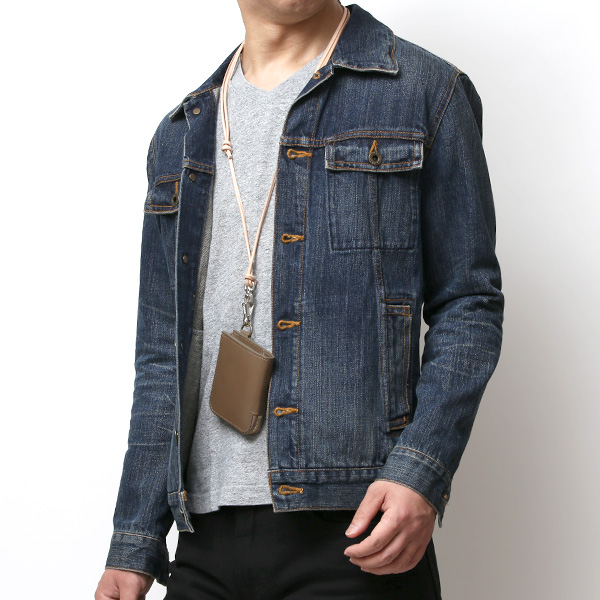  THE WONDER LUST(ワンダーラスト) 日本製 本革 ネックストラップ メンズ レディース ユニセックス ベージュ 肌色 ネックウォレット 国産 ブランド おしゃれ 高級 首 下げる 紐 レザー 革 皮 長さ調節