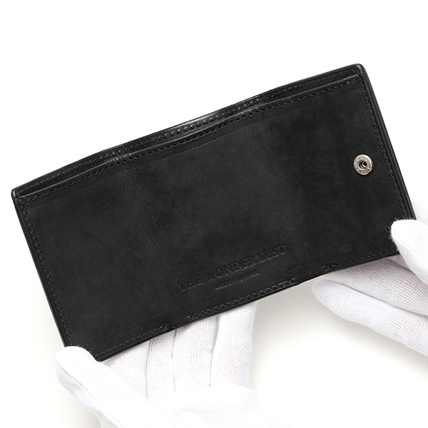  三つ折り財布 メンズ 本革 レディース ミニ財布 ウォレット レザー 財布 日本製 ブランド コンパクト 皮 ブラック 黒 黒色 イタリアンレザー マルゴーレザー 小銭入れあり カード収納 THE WONDER LUST(ワンダーラスト)