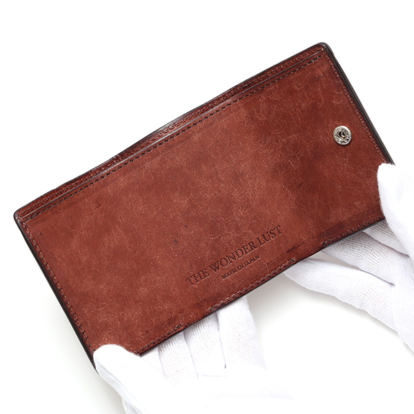  三つ折り財布 メンズ 本革 レディース ミニ財布 ウォレット レザー 財布 日本製 ブランド コンパクト 皮 ダークブラウン ブラウン 茶 茶色 イタリアンレザー マルゴーレザー 小銭入れあり カード収納 THE WONDER LUST(ワンダーラスト)