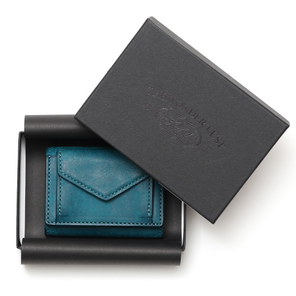 三つ折り財布 メンズ 本革 レディース ミニ財布 ウォレット レザー 財布 日本製 ブランド コンパクト 皮 ターコイズ ブルー ネイビー 青色 イタリアンレザー マルゴーレザー 小銭入れあり カード収納 THE WONDER LUST(ワンダーラスト)