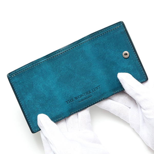 三つ折り財布 メンズ 本革 レディース ミニ財布 ウォレット レザー 財布 日本製 ブランド コンパクト 皮 ターコイズ ブルー ネイビー 青色 イタリアンレザー マルゴーレザー 小銭入れあり カード収納 THE WONDER LUST(ワンダーラスト)