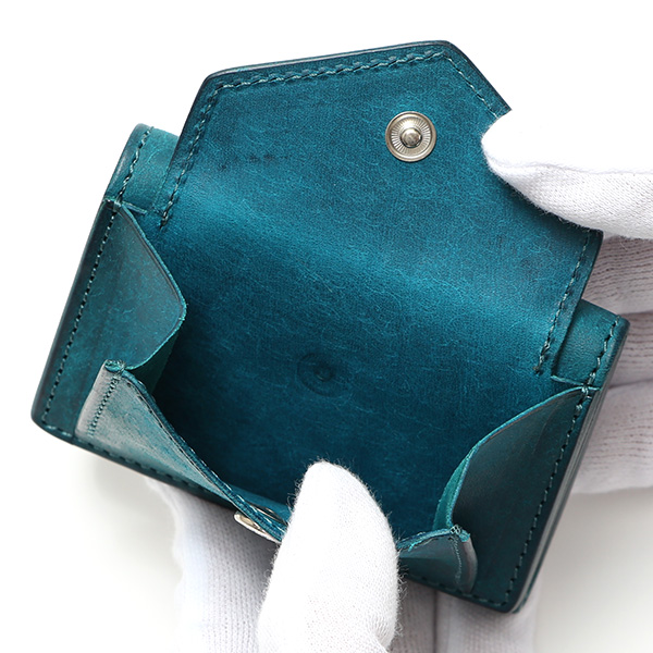 三つ折り財布 メンズ 本革 レディース ミニ財布 ウォレット レザー 財布 日本製 ブランド コンパクト 皮 ターコイズ ブルー ネイビー 青色 イタリアンレザー マルゴーレザー 小銭入れあり カード収納 THE WONDER LUST(ワンダーラスト)