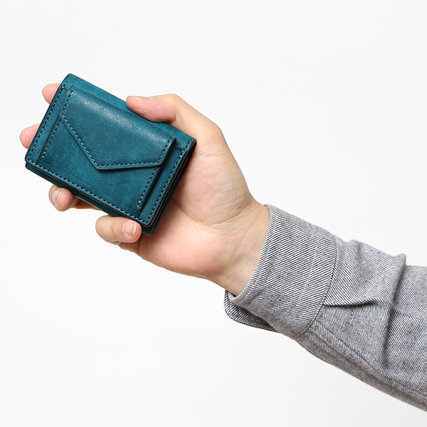 三つ折り財布 メンズ 本革 レディース ミニ財布 ウォレット レザー 財布 日本製 ブランド コンパクト 皮 ターコイズ ブルー ネイビー 青色 イタリアンレザー マルゴーレザー 小銭入れあり カード収納 THE WONDER LUST(ワンダーラスト)