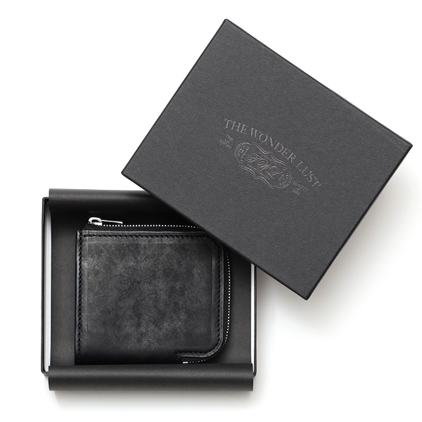  二つ折り財布 メンズ 本革 ブランド ファスナー ミニ財布 マルゴーレザー イタリアンレザー ウォレット ブラック 黒 黒色 コンパクト L-ZIP 小銭入れ カード収納 プレゼント ギフト 日本製 THE WONDER LUST(ワンダーラスト)