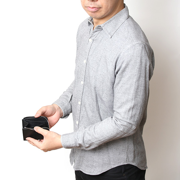  二つ折り財布 メンズ 本革 ブランド ファスナー ミニ財布 マルゴーレザー イタリアンレザー ウォレット ブラック 黒 黒色 コンパクト L-ZIP 小銭入れ カード収納 プレゼント ギフト 日本製 THE WONDER LUST(ワンダーラスト)