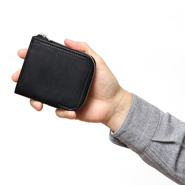  二つ折り財布 メンズ 本革 ブランド ファスナー ミニ財布 マルゴーレザー イタリアンレザー ウォレット ブラック 黒 黒色 コンパクト L-ZIP 小銭入れ カード収納 プレゼント ギフト 日本製 THE WONDER LUST(ワンダーラスト)