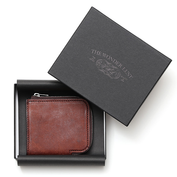  二つ折り財布 メンズ 本革 ブランド ファスナー ミニ財布 マルゴーレザー イタリアンレザー ウォレット ダークブラウン ブラウン 茶 茶色 コンパクト L-ZIP 小銭入れ カード収納 プレゼント ギフト 日本製 THE WONDER LUST(ワンダーラスト)