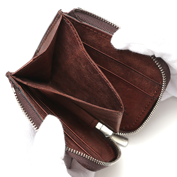  二つ折り財布 メンズ 本革 ブランド ファスナー ミニ財布 マルゴーレザー イタリアンレザー ウォレット ダークブラウン ブラウン 茶 茶色 コンパクト L-ZIP 小銭入れ カード収納 プレゼント ギフト 日本製 THE WONDER LUST(ワンダーラスト)