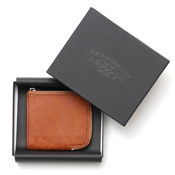  二つ折り財布 メンズ 本革 ブランド ファスナー ミニ財布 マルゴーレザー イタリアンレザー ウォレット キャメル ブラウン 茶 茶色 コンパクト L-ZIP 小銭入れ カード収納 プレゼント ギフト 日本製 THE WONDER LUST(ワンダーラスト)