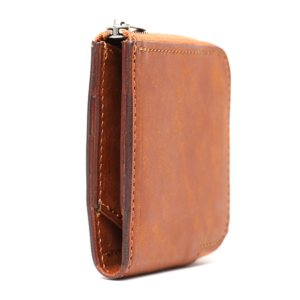  二つ折り財布 メンズ 本革 ブランド ファスナー ミニ財布 マルゴーレザー イタリアンレザー ウォレット キャメル ブラウン 茶 茶色 コンパクト L-ZIP 小銭入れ カード収納 プレゼント ギフト 日本製 THE WONDER LUST(ワンダーラスト)