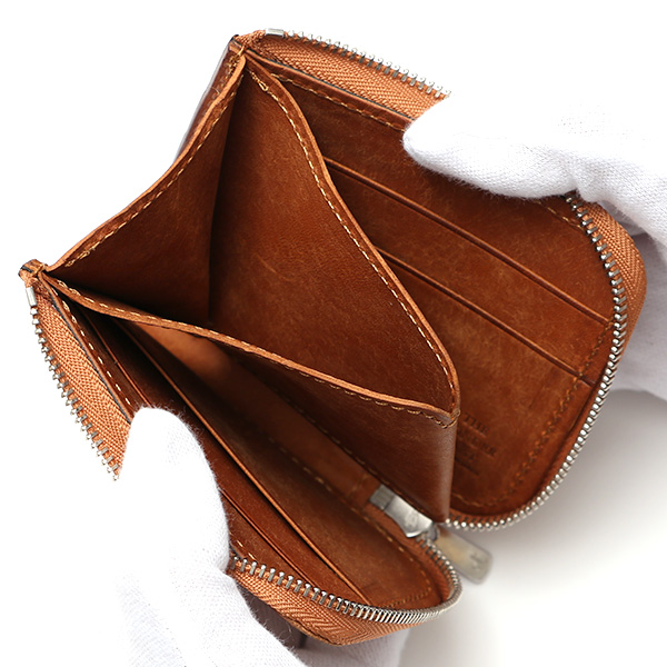  二つ折り財布 メンズ 本革 ブランド ファスナー ミニ財布 マルゴーレザー イタリアンレザー ウォレット キャメル ブラウン 茶 茶色 コンパクト L-ZIP 小銭入れ カード収納 プレゼント ギフト 日本製 THE WONDER LUST(ワンダーラスト)