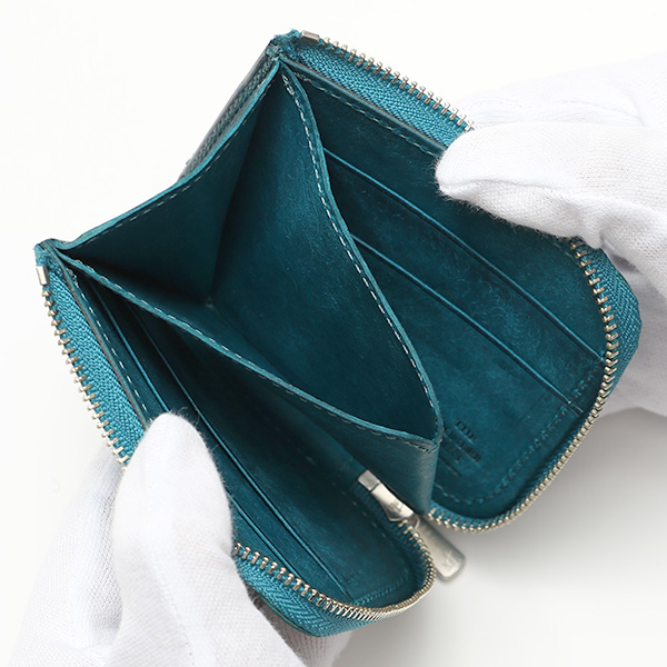 二つ折り財布 メンズ 本革 ブランド ファスナー ミニ財布 マルゴーレザー イタリアンレザー ウォレット ターコイズ ブルー ネイビー 青色 コンパクト L-ZIP 小銭入れ カード収納 プレゼント ギフト 日本製 THE WONDER LUST(ワンダーラスト)