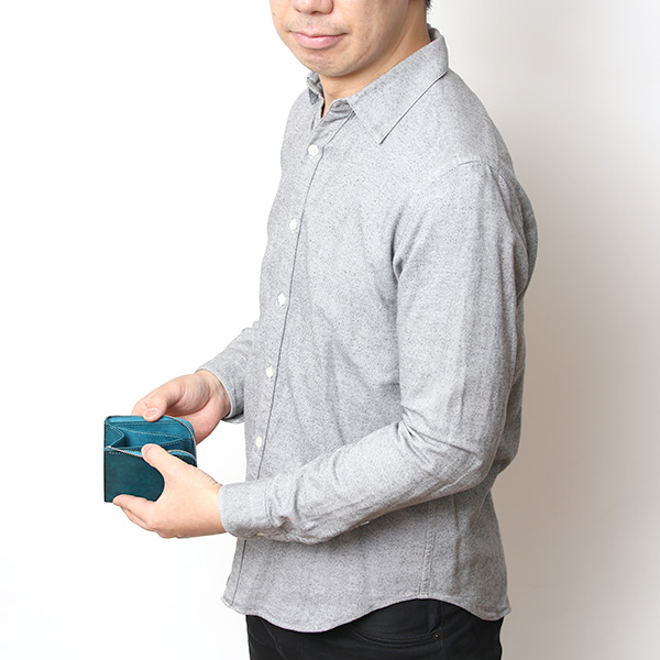二つ折り財布 メンズ 本革 ブランド ファスナー ミニ財布 マルゴーレザー イタリアンレザー ウォレット ターコイズ ブルー ネイビー 青色 コンパクト L-ZIP 小銭入れ カード収納 プレゼント ギフト 日本製 THE WONDER LUST(ワンダーラスト)