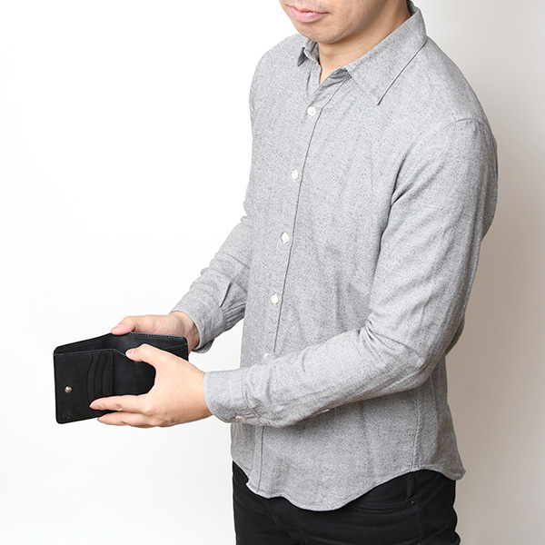  二つ折り財布 メンズ ミニ財布 レザー マルゴーレザー コンパクト 日本製 ブランド 財布 ハンドメイド ブラック 黒 黒色 小型 小さい 財布 男性 女性 プレゼント ユニセックス ギフト THE WONDER LUST(ワンダーラスト)