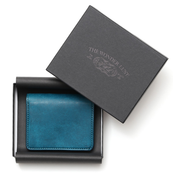  二つ折り財布 メンズ ミニ財布 レザー マルゴーレザー コンパクト 日本製 ブランド 財布 ハンドメイド ターコイズ ブルー ネイビー 青色 小型 小さい 財布 男性 女性 プレゼント ユニセックス ギフト THE WONDER LUST(ワンダーラスト)