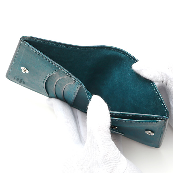  二つ折り財布 メンズ ミニ財布 レザー マルゴーレザー コンパクト 日本製 ブランド 財布 ハンドメイド ターコイズ ブルー ネイビー 青色 小型 小さい 財布 男性 女性 プレゼント ユニセックス ギフト THE WONDER LUST(ワンダーラスト)