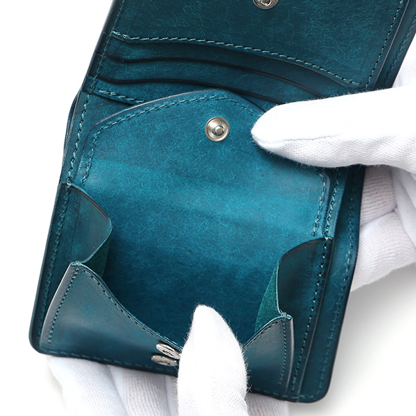  二つ折り財布 メンズ ミニ財布 レザー マルゴーレザー コンパクト 日本製 ブランド 財布 ハンドメイド ターコイズ ブルー ネイビー 青色 小型 小さい 財布 男性 女性 プレゼント ユニセックス ギフト THE WONDER LUST(ワンダーラスト)