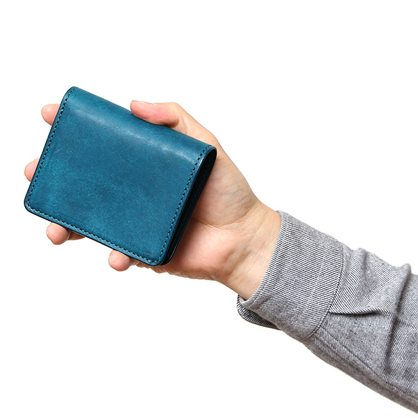  二つ折り財布 メンズ ミニ財布 レザー マルゴーレザー コンパクト 日本製 ブランド 財布 ハンドメイド ターコイズ ブルー ネイビー 青色 小型 小さい 財布 男性 女性 プレゼント ユニセックス ギフト THE WONDER LUST(ワンダーラスト)