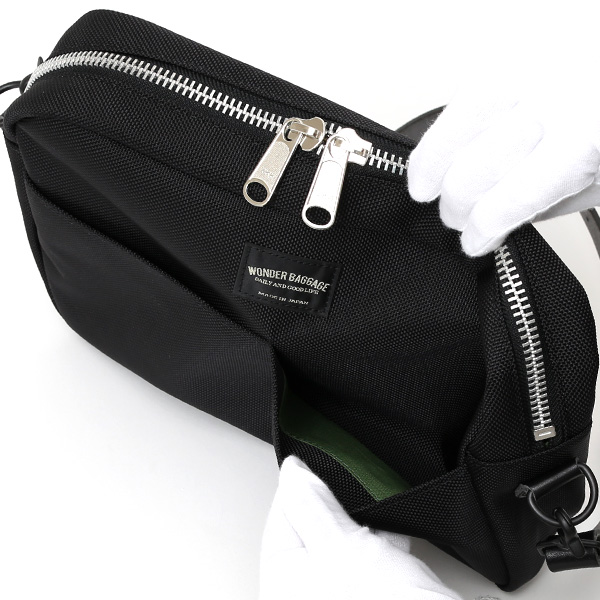 ショルダーバッグ メンズ 本革 レザー ブラック 黒 黒色 レディース バリスティックナイロン 日本製 カバン 鞄 ブランド ワンダーバゲージ(WONDER BAGGAGE)