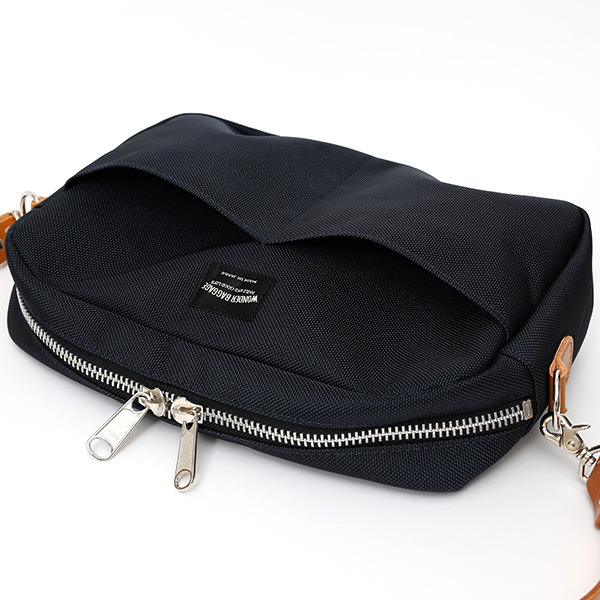 ショルダーバッグ メンズ 本革 レザー ブルー ネイビー 青色 レディース バリスティックナイロン 日本製 カバン 鞄 ブランド ワンダーバゲージ(WONDER BAGGAGE)